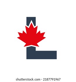 Letter L Maple Leaf Logo Template Symbol Of Canada. Minimal Canadian Logo Business And Company Identity