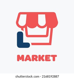 Letter L and market logo in modern style. With a white background