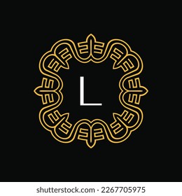 letter L medallion emblem initial circle badge logo