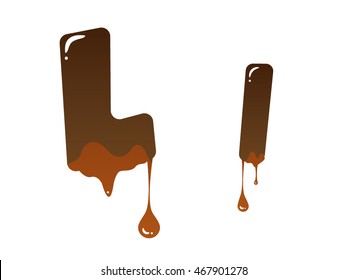 Letter L with melted chocolate theme on white background