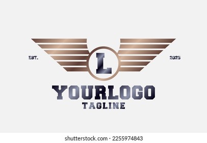 letter L metal wings initial vector logo design element