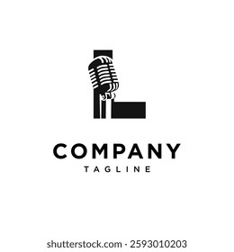 Letter L Microphone Logo Icon Vector