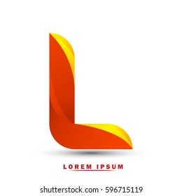 Letter L . Modern concept. elegant and simple typographic .Twisted orange and gold
