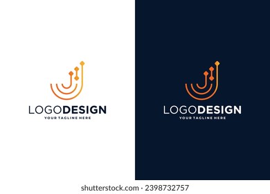 Letter L modern digital dot connection logo design inspiration