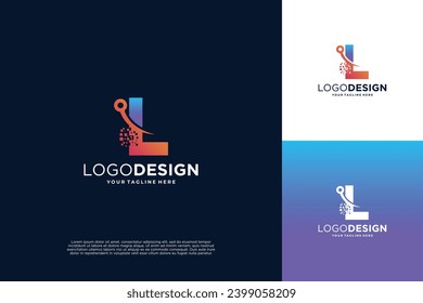 Letter L modern digital dot connection logo design inspiration