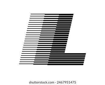 L Alphabet Logo Linie Geschwindigkeit Abstrakte optische Täuschung Streifen Halbton Symbol Symbol Vektorillustration