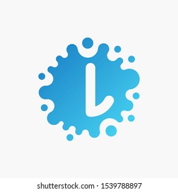 Letter L with molecule Logo design. Lab Logo Design Element , Design Vector with Dots. - VECTOR