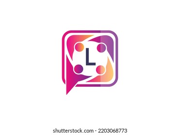 letter L monogram alphabet with a Group chat logo design concept.