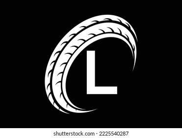 Letter L monogram alphabet With a Sport Car Automotive Car Repair Logo Design Concept With Transport Tire Icon Vector Template.