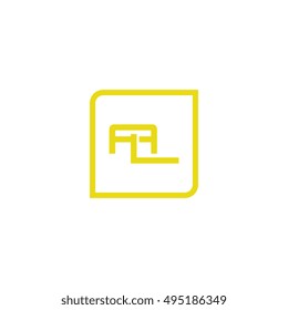 The letter A and L Monogram With Frame Square. Logo Design Template Yellow