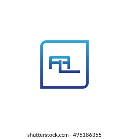 The letter A and L Monogram With Frame Square. Logo Design Template blue