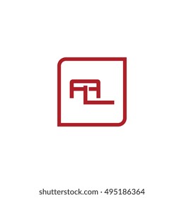 The letter A and L Monogram With Frame Square. Logo Design Template red