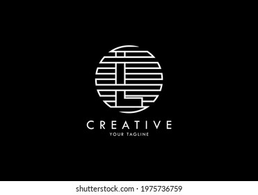 Letter L Monogram linked striped circle, Interesting concept looks abstract