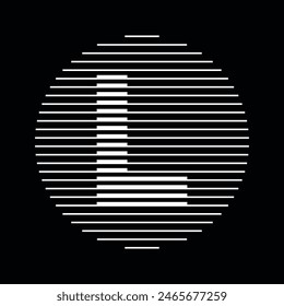 Letter L Monogram Logo Icon Round Geometric Horizontal Stripe Lines