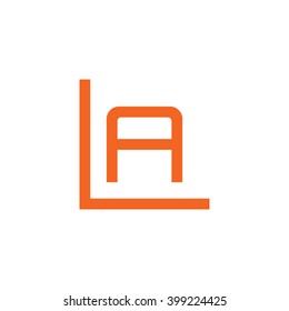 letter L and A monogram logo orange