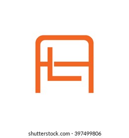 letter A and L monogram square shape logo orange