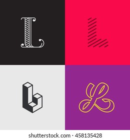 Letter "L" monograms set. Trendy logo design. Eps10 vector illustration.