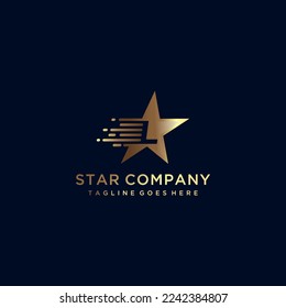 Letter L moves with the star in gold color. Corporate branding identity 