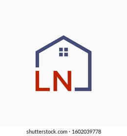 letter L N with home element. initial L N Real Estate concept. Construction logo template, Home and Real Estate icon. Housing Complex Simple Vector Logo Template. - vector