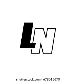 letter L and N logo overlapping black negative