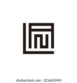 Letter L, A and N square geometric symbol simple logo vector