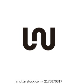 Letter L and N, letter W curve geometric symbol simple logo vector