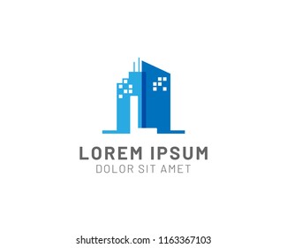 Letter L Negative Space Building And Construction Logo Vector Template