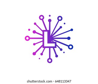 Letter L Network Share Icon Logo Design Element