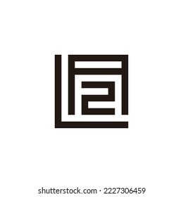 Letter L, A and number 2, square geometric symbol simple logo vector