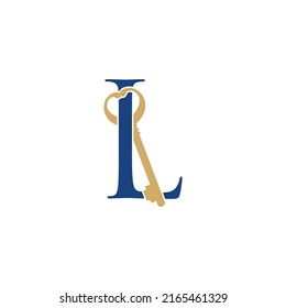 Letter L With Old Key Logo Vector 001	