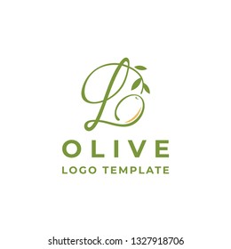 Letter L with Olive Logo template for Olive Oil or Olive Farm