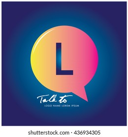 Letter L on bubble talk icon as an integrated communication. Design Template for the communication, commercial, technology and campaign activities