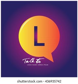 Letter L on bubble talk icon as an integrated communication. Design Template for the communication, commercial, technology, and campaign activities
