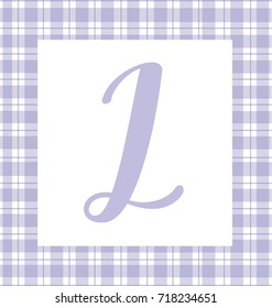 Letter L on a purple thistle and white tartan background