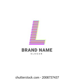 letter L optic illusion logo, trendy glitch alphabet brand