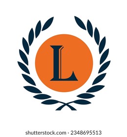 the letter L in an orange and black circle
