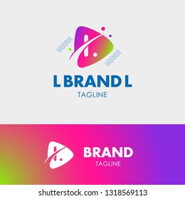 Letter L Orbit Logo template element symbol in modern colorful style. Symbol of play button with negative space text. Vector Illustration - Vector