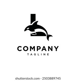 Letter L Orca Logo icon vector