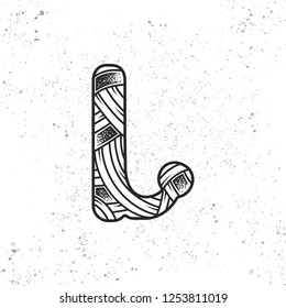Letter L in the original style. Monochrome vector design element isolated on white background.