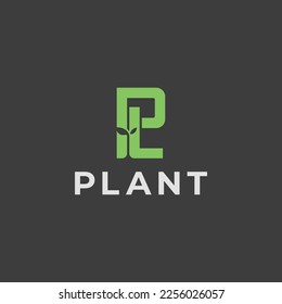 Letter L P PL with plant leaf growth logo design vector illustration