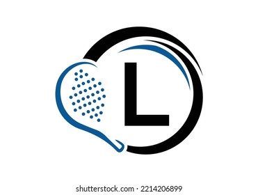 Letter L Padel Racket Logo Design Vector Template. Beach Table Tennis Club Symbol. business, and company identity