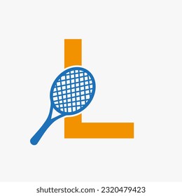 Letter L Padel Tennis Logo. Padel Racket Logo Design. Beach Table Tennis Club Symbol