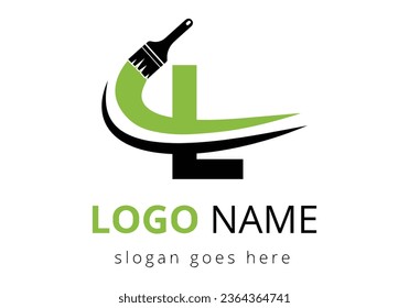 Letter L paint brush logo design template. Initial Paint Sign Concept Template