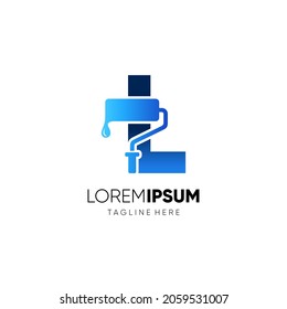 Letter L Paint Roller Logo Design Vector Graphic Icon Emblem Illustration Background Template