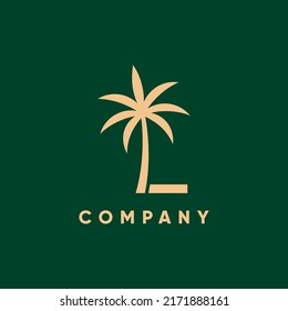 Letter L Palm Tree Logo Design Vector Icon Graphic Emblem Illustration 