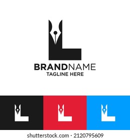 Letter L Pen Logo Design Template Inspiration, Vector Illustration.