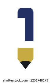 Letter L with pencil logo icon design template elements. Vector graphic illustration. Text L negative space logo on pen symbol vector illustration. 