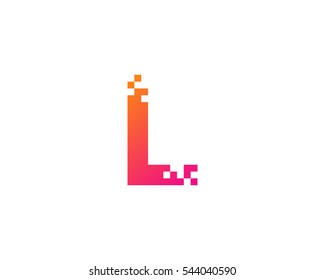 Letter L Pixel Logo Design Template Element