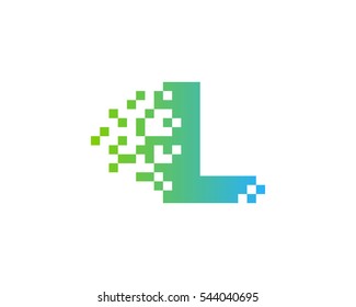 Letter L Pixel Logo Design Template Element