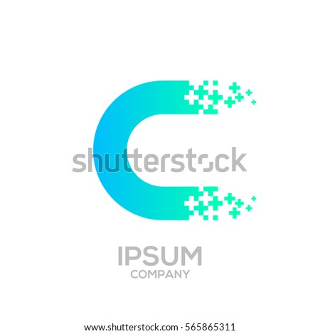 Letter L Pixel logo, Plus sign logo, Medical health care hospital symbol, Technology and digital logotype